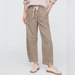 GAP Pull-On Barrel Pants Taupe Elastic Waist Utility Wide Leg NWT Large